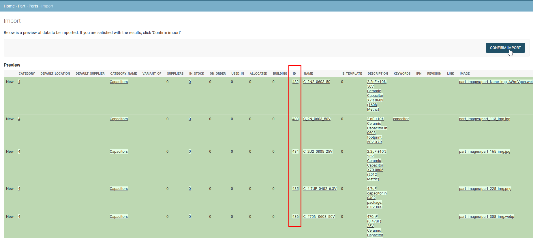 Data upload preview