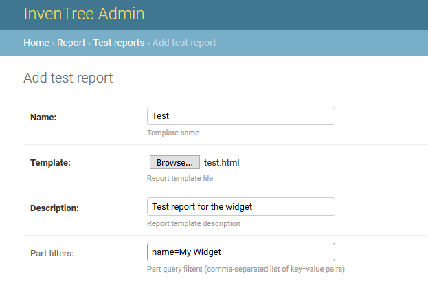 Upload test report template