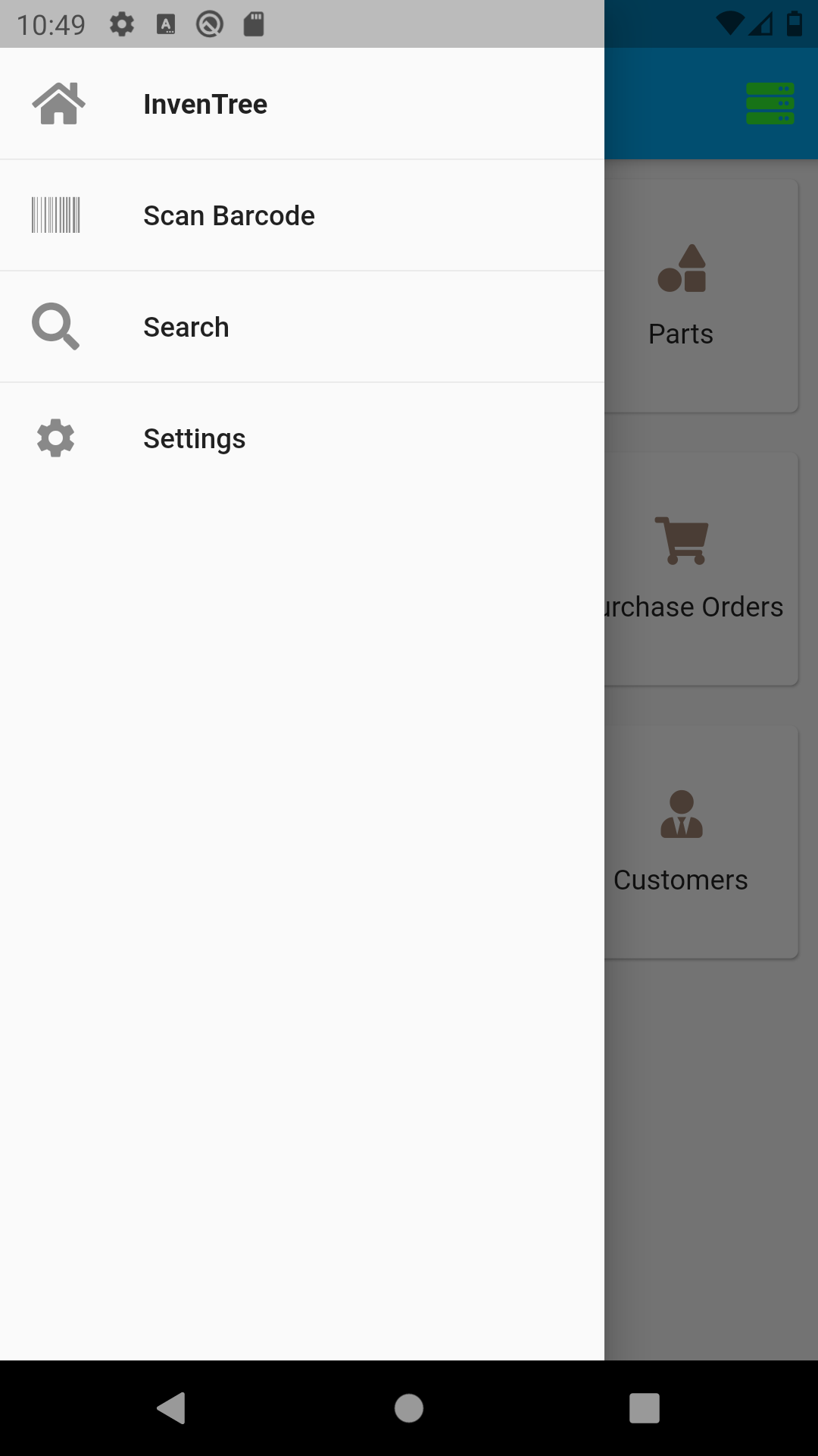 Open drawer menu