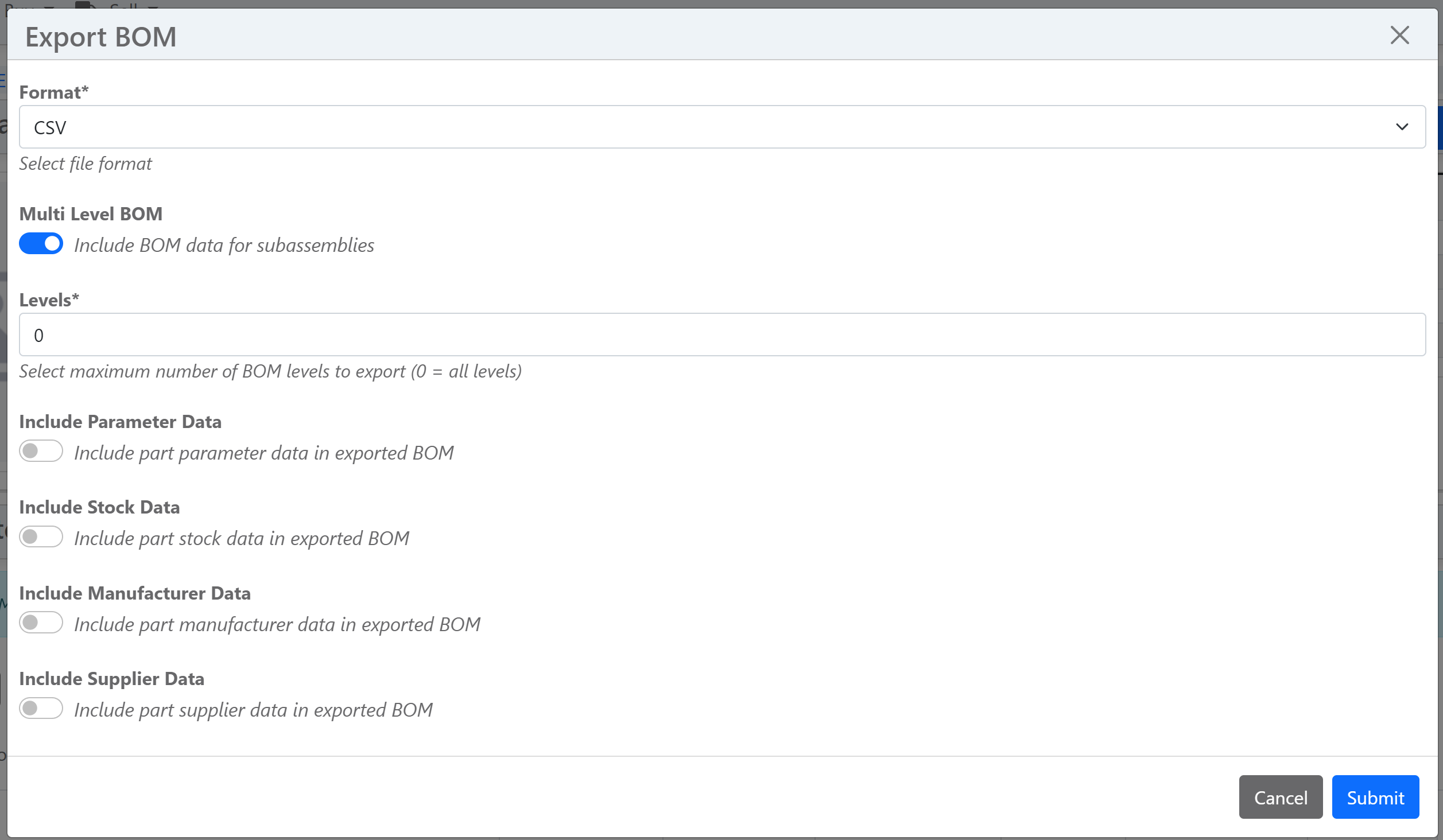 Export BOM Data