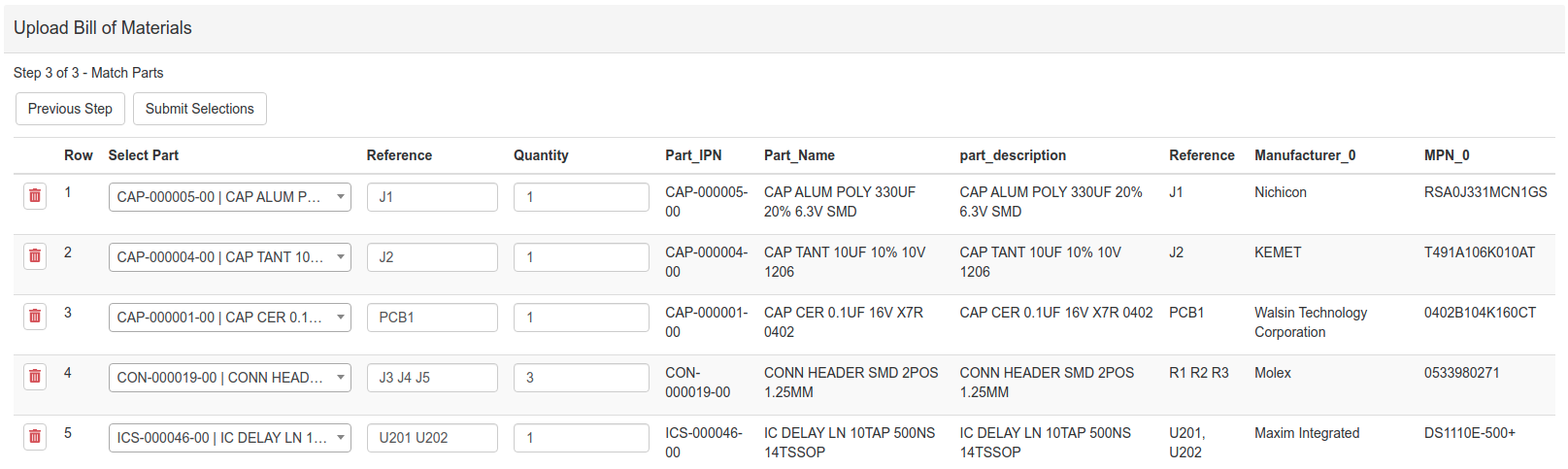 Select Parts View