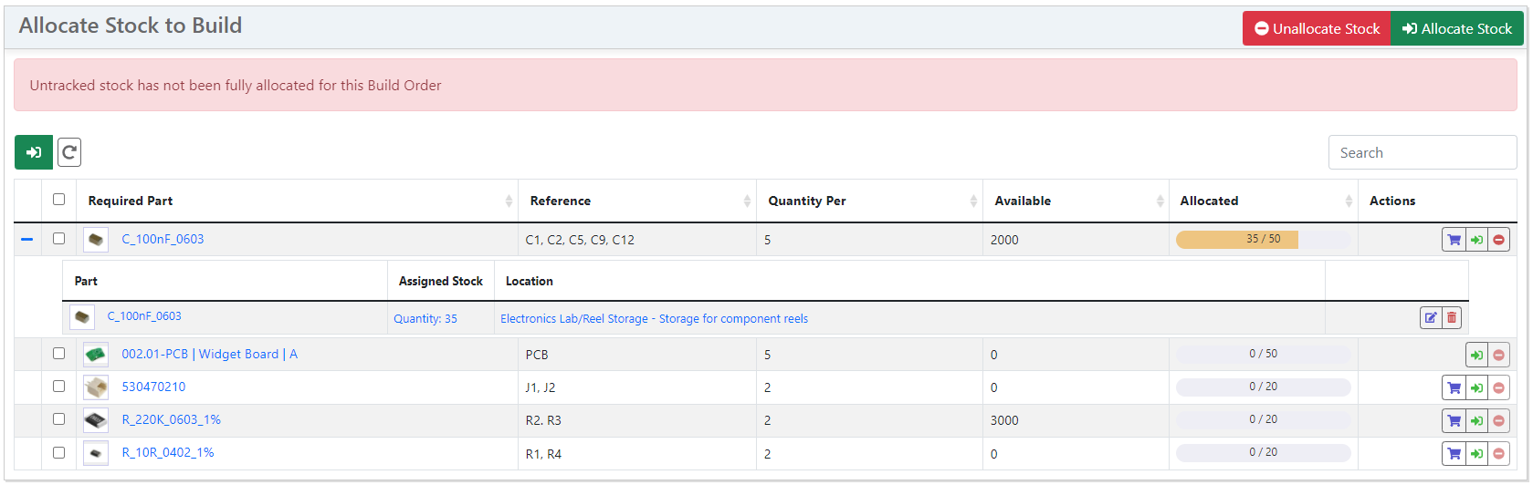 Allocate stock