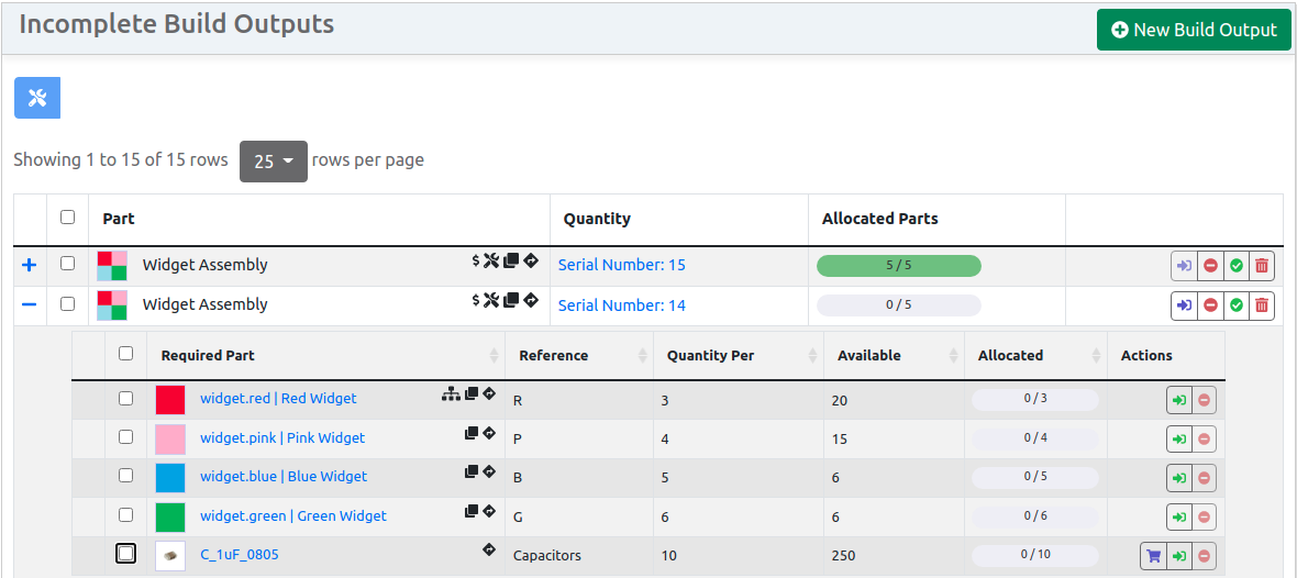 Allocate tracked parts