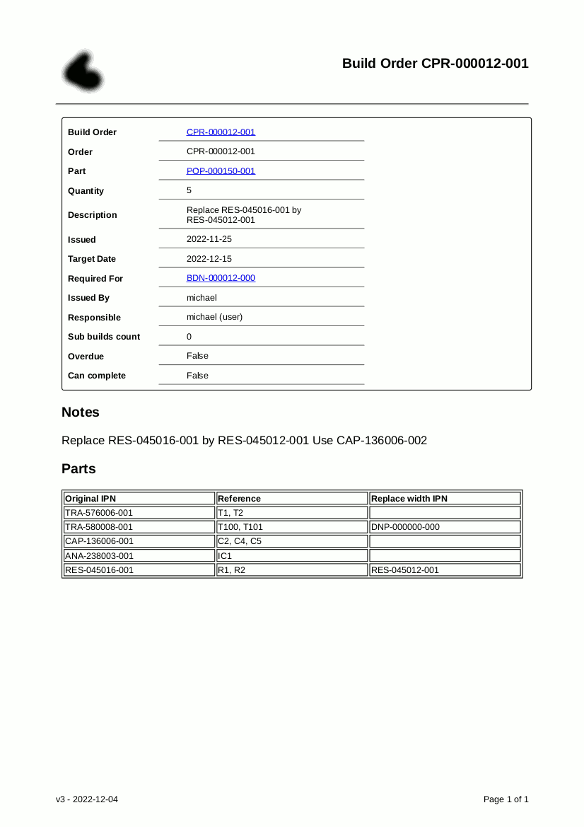 Report Example Builds