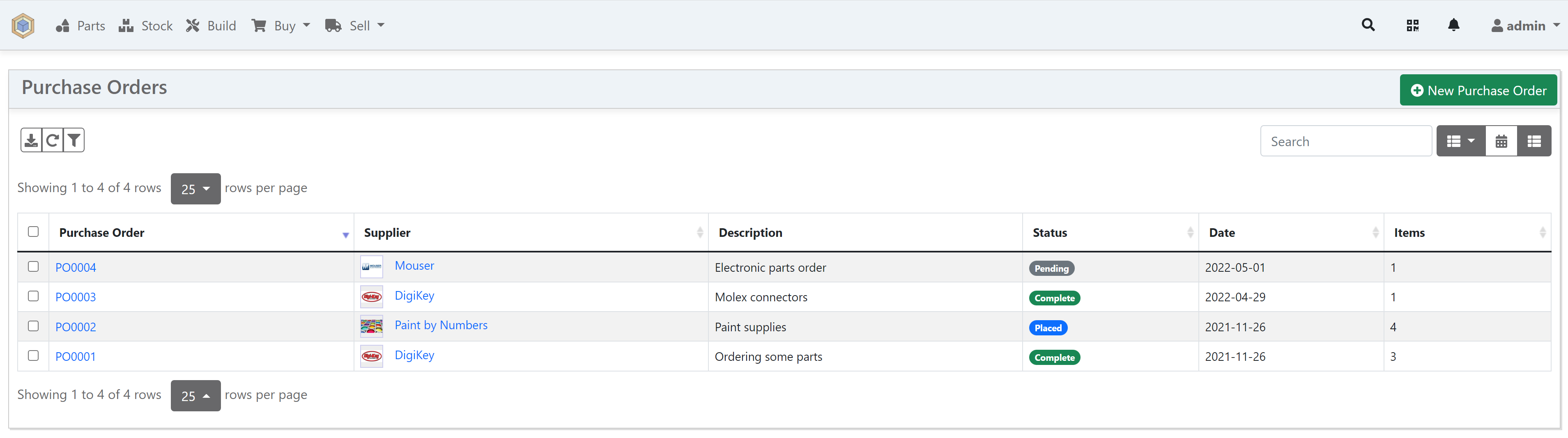 Purchase Order List