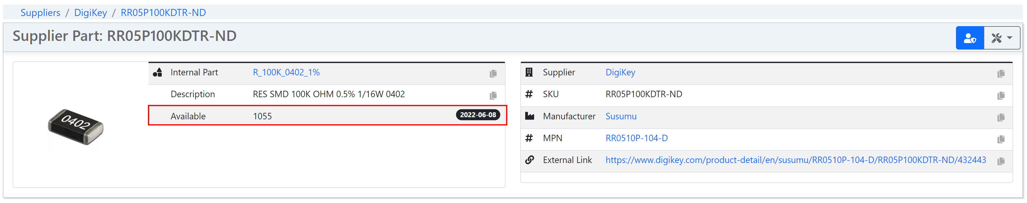 Supplier part availability