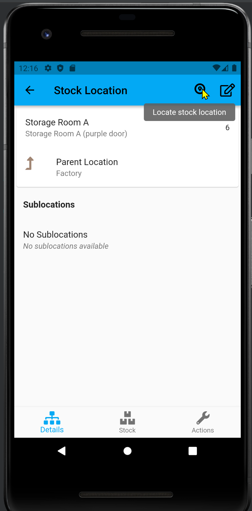 Locate stock item from app