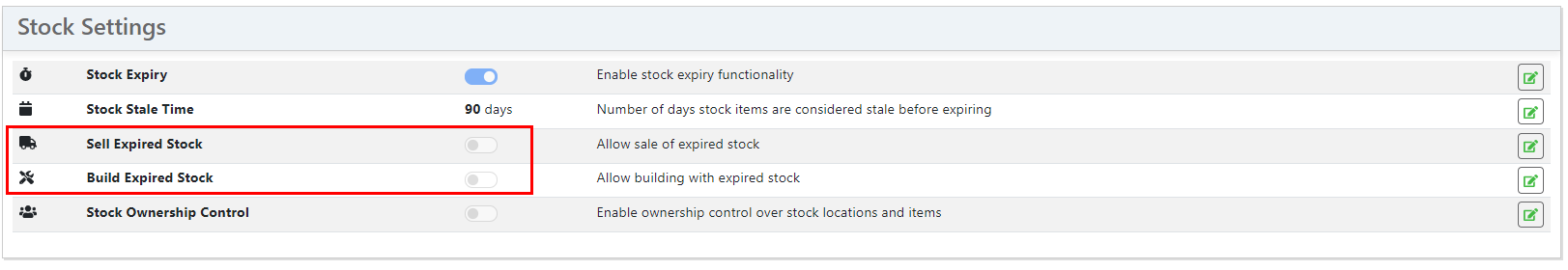 Sell Build Expired Stock